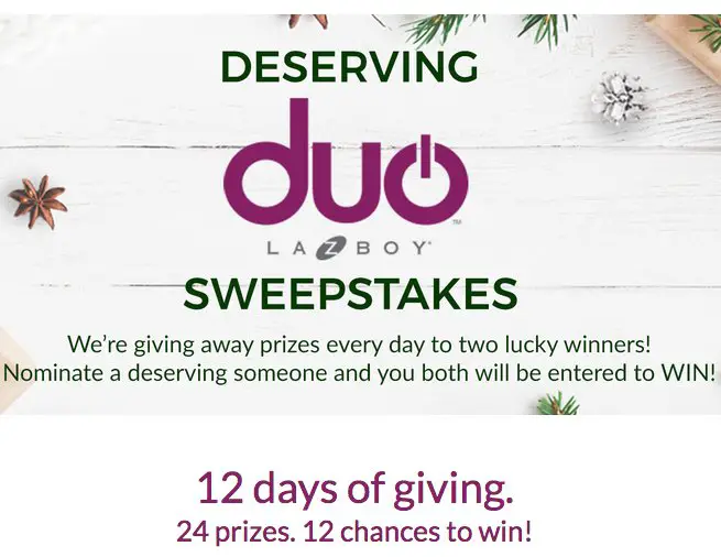 12 Days of Giving Deserving Duo Sweepstakes