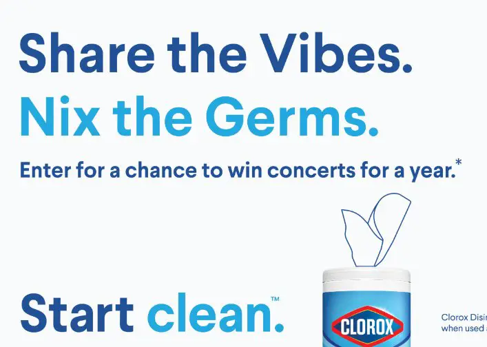 2022 Clorox Thrill Of Live Sweepstakes - Be 1 Of 8 Winners Of Free Concerts For A Year