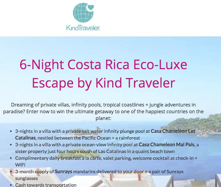 6 Nights Costa Rica Coastal Escape Sweepstakes