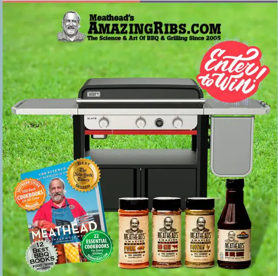 AmazingRibs.com Facebook Contest – Win A Weber Slate 30" Rust Resistant Griddle With Extendable SIde Table & More