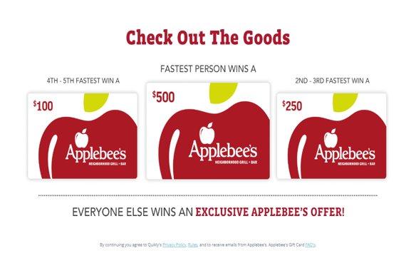 Applebee’s Gift Card Giveaway – Win A $500 Applebee’s Gift Card