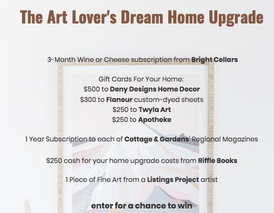 Art-Lover's Dream Home Upgrade Sweepstakes