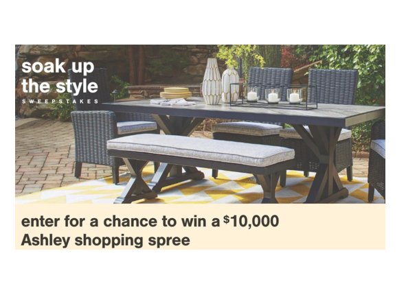 Ashley Furniture Soak Up the Style Sweepstakes - Win $10,000 Ashley Furniture Credit