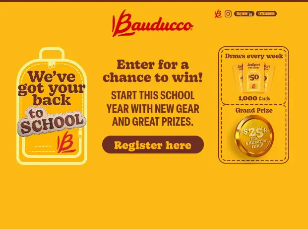 Bauducco Back To School Sweepstakes 2024 – Win $25,000 Education Fund + $50 JanSport e-Gift Card Weekly (1001 Winners)