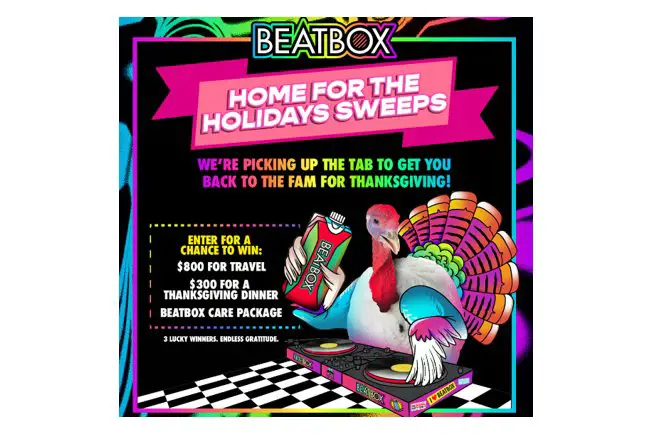 BeatBox Home for the Holidays Thanksgiving Trip Sweepstakes - Win $1,300 Cash & More For A Thanksgiving Trip