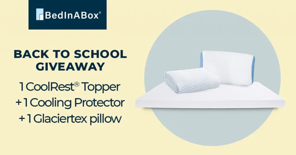 BedInABox Back To School Giveaway – Win A CoolRest Topper, Cooling Protector & Glaciertex Pillow