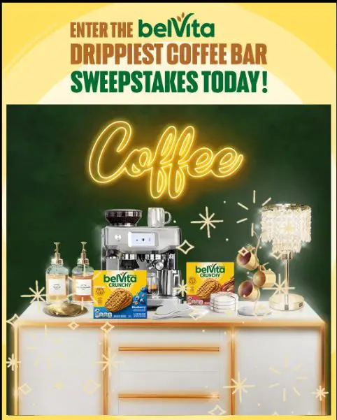 belVita Drippiest Coffee Bar Ever Sweepstakes - Win A 1-Year Supply Of Coffee And belVita Breakfast Biscuits & More (101 Winners)