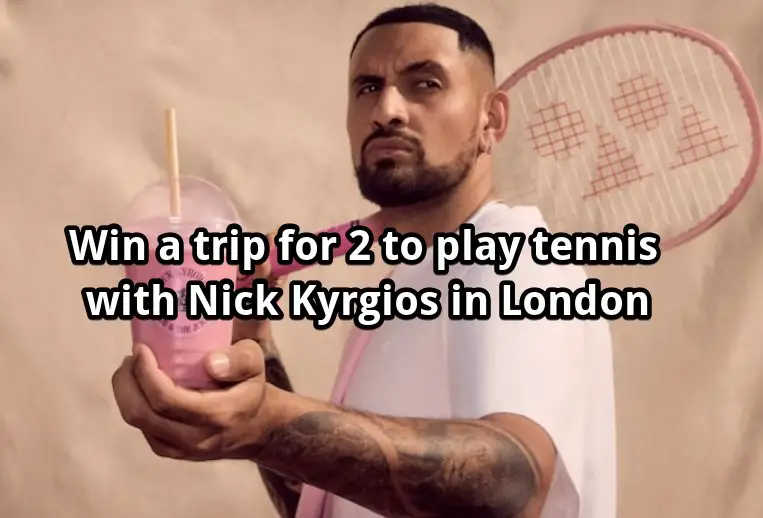 Big Smash Prize Draw with Nick Kyrgios Sweepstakes - Win A Trip For 2 To London To Play Tennis With Nick Kyrgios