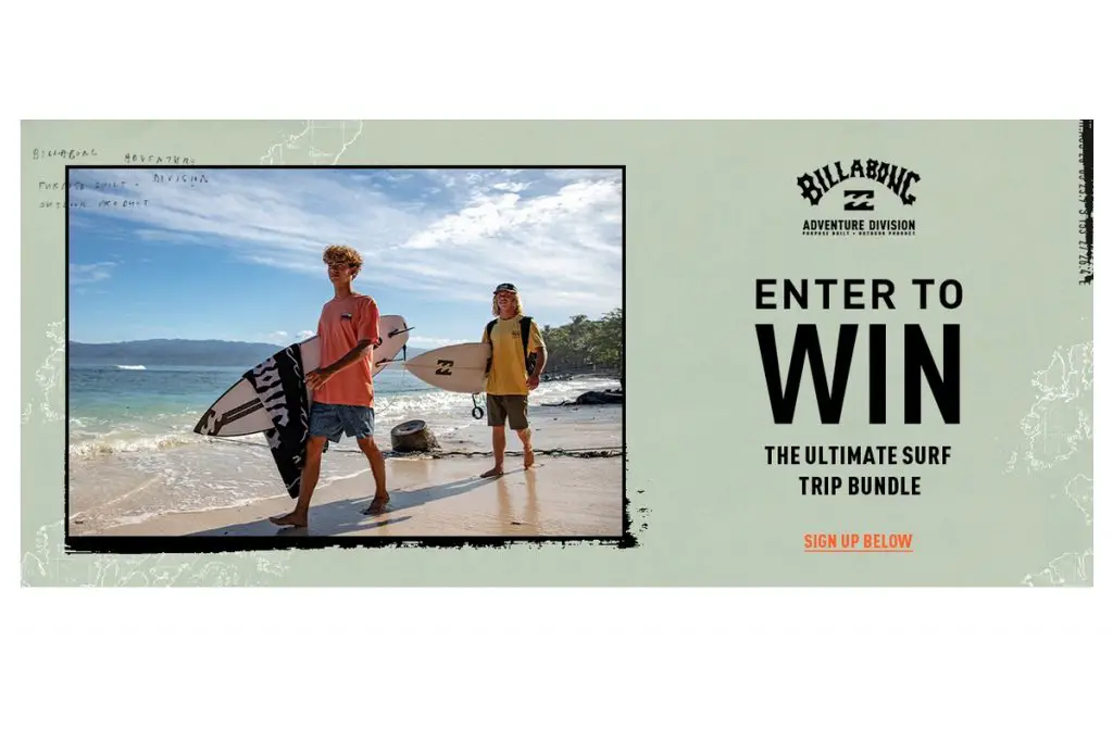 Billabong  Win The Ultimate Surf Trip Bundle Sweepstakes - Win $500 Gift Card