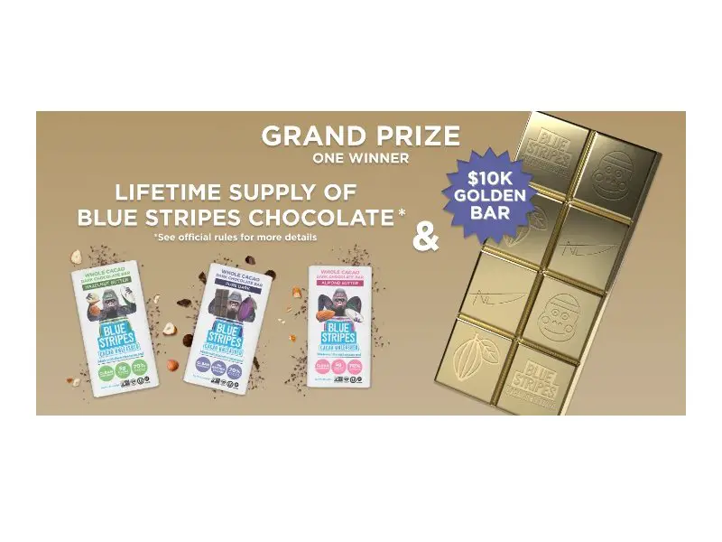 Blue Stripes Golden Bar Sweepstakes - Win A Gold Bar & Lifetime Supply Of Chocolate