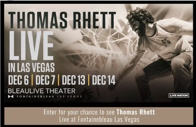 Bobby Bones Show Thomas Rhett Las Vegas Flyaway Sweepstakes – Win A Trip For 2 To See Thomas Rhett Live In Las Vegas