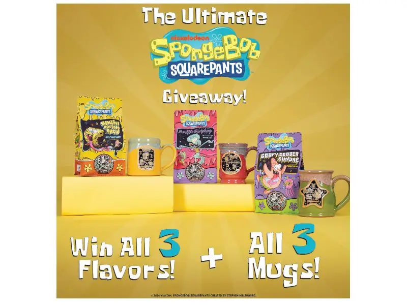 Bones Coffee Company The Ultimate SpongeBob SquarePants Giveaway - Win 3 Bags Of Ground Coffee & Limited Edition Mugs