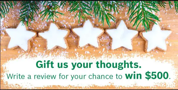 Bosch Product Review Holiday Sweepstakes – Win A $500 VISA Prepaid Card