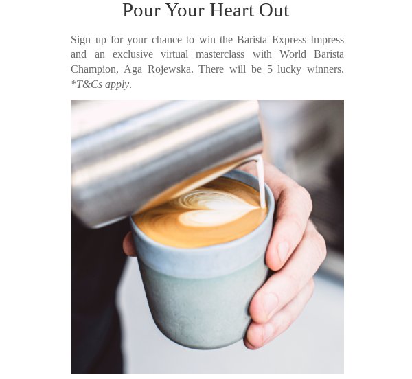 Breville USA Espresso Valentine’s Day Sweepstakes - Win An Espresso Machine And A Virtual Masterclass From A Barista