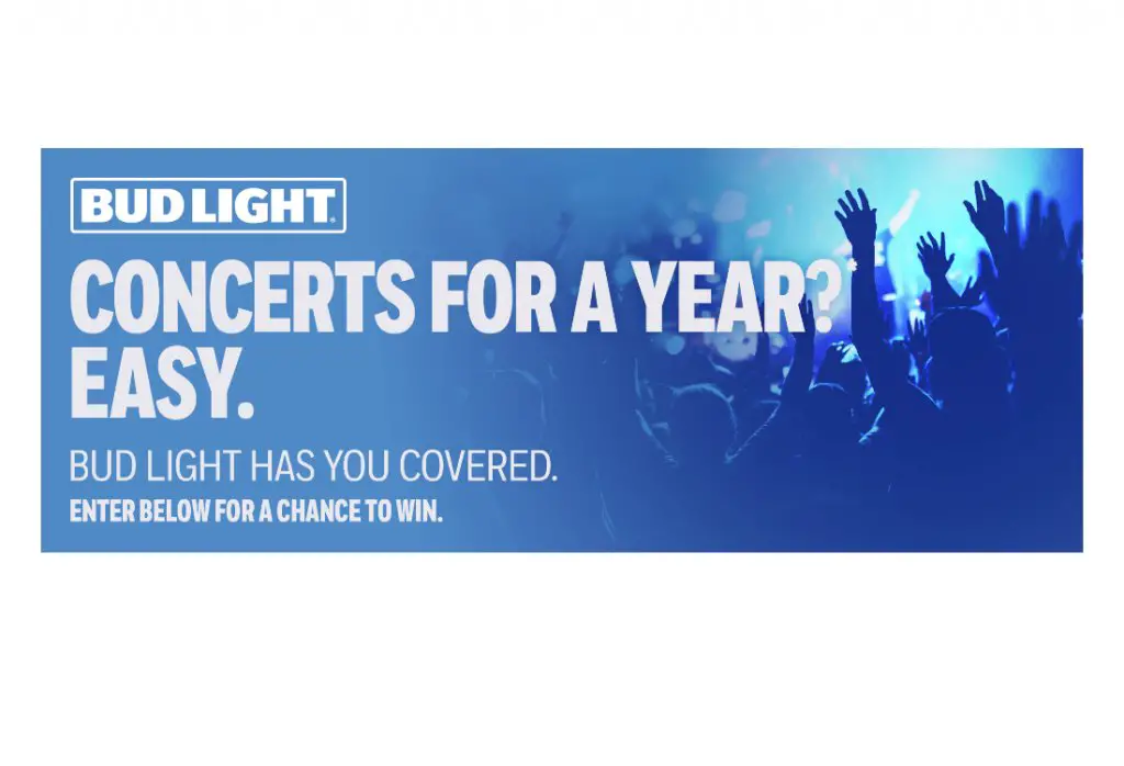 Bud Light Concerts For A Year Sweepstakes - Win A $3,000 Live Nation Gift Card (5 Winners)