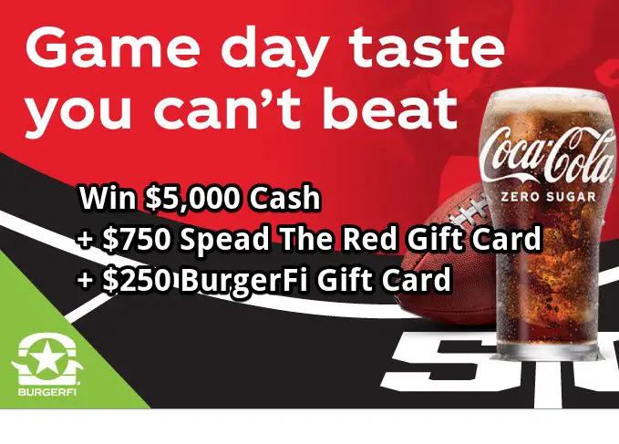 BurgerFi Coke Zero Football Sweepstakes - Win $5,000 Cash & More