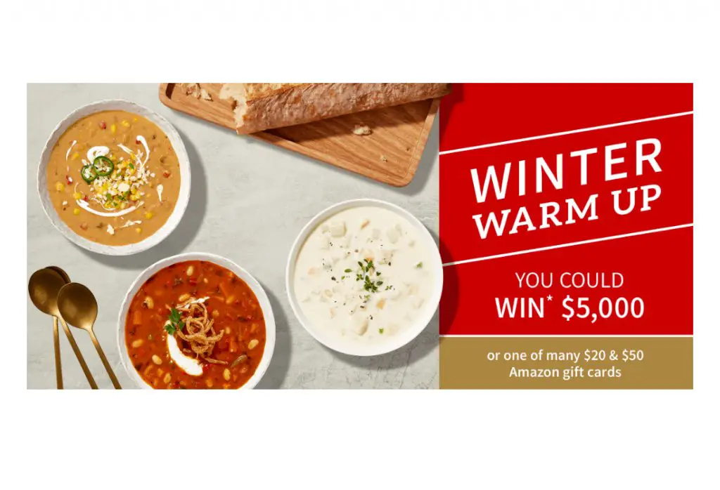 Campbell Soup Company Winter Warm Up Consumer Instant Win Game & Sweepstakes - Win $5,000 Cash