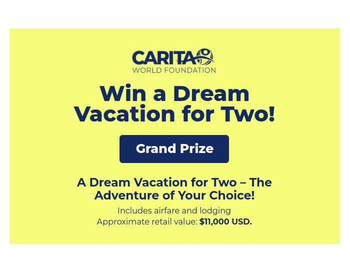 Carita World Foundation Dream Vacation For Two Sweepstakes - Win A Dream Vacation For 2 Or A Travel Luggage Set