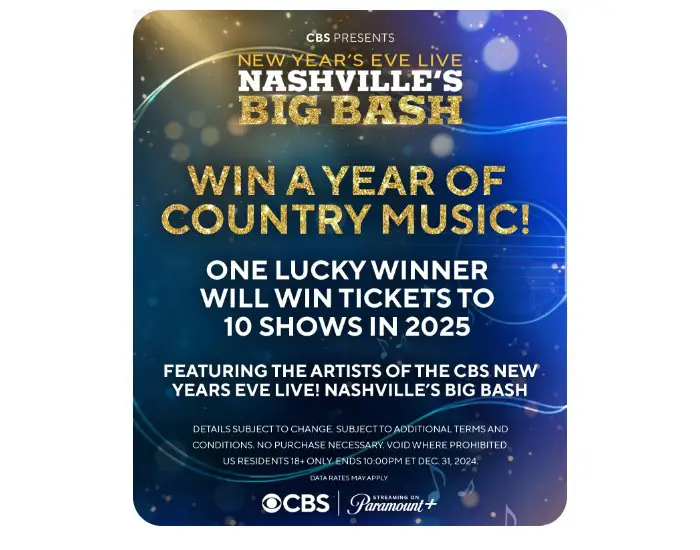 CBS – New Years Eve Live Sweepstakes - Win 10 Concert Tickets