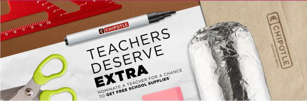 Chipotle Teachers Deserve Extra Giveaway - Win Free Classroom Kits (377 Winners)