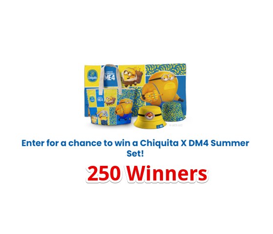 Chiquita X Despicable Me 4 Sweepstakes - Beach Bags, Towels & Hats {250 Winners}