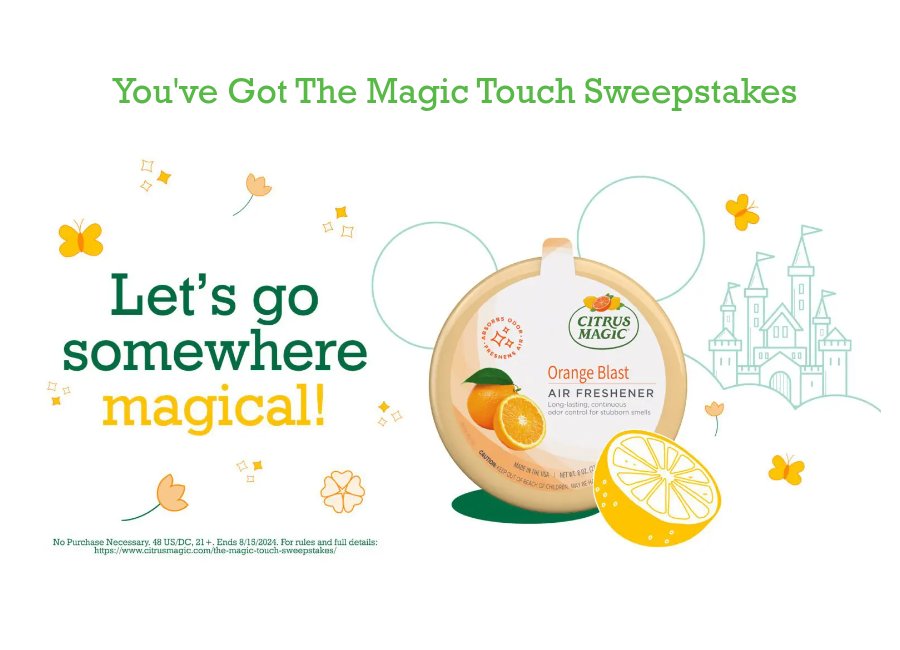 Citrus Magic You've Got The Magic Touch Sweepstakes - Win A Trip For 4 To Orlando, FL