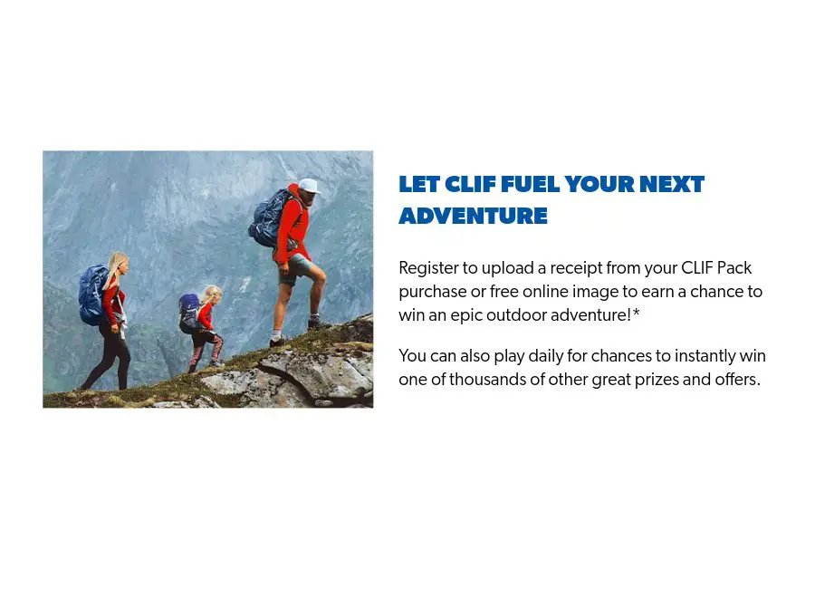 Clif Bar Take A Trip With Clif Instant Win & Sweepstakes - Win A Family Adventure For 4 & More