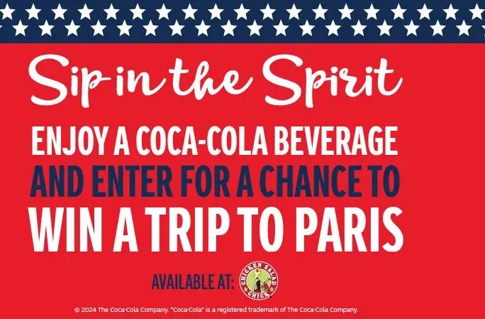 Coca-Cola Chicken Salad Chick Summer Sweepstakes – Win A 3 - Night Trip For 2 To Paris, France