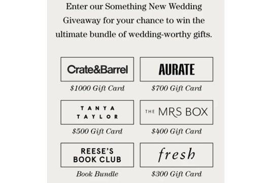 Crate & Barrel Something New Wedding Giveaway - Win A $3,200 Prize Pack