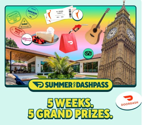 DoorDash Summer of DashPass Grocery Sweepstakes – Win A Year’s Supply Of Groceries And Gas