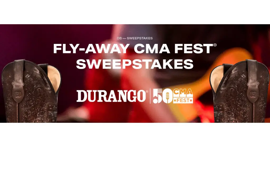 Durango Boots 2023 Fly-Away CMA Fest Sweepstakes - Win A Trip For 2 To The 2023 CMA Fest & More