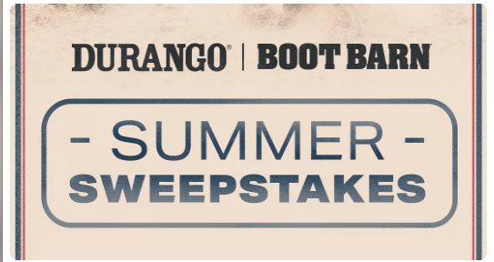 Durango X Boot Barn Summer Sweepstakes – Win A Durango Gift Card, A Durango Corn Hole Set & More