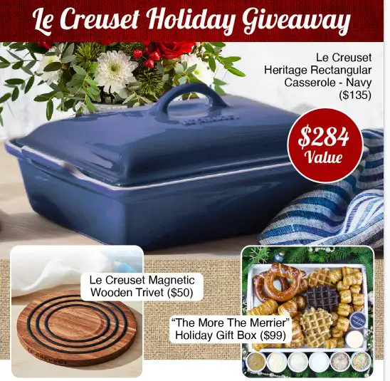 Eastern Standard Provisions Le Creuset Holiday Giveaway - Win A Le Creuset Casserole Dish, A Magnetic Wooden Trivet, + An Eastern Standard Provisions Holiday Gift Box