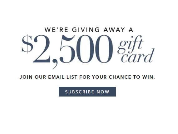 Ethan Allen $2,500 Gift Card Sweepstakes - Win A  $2,500 Ethan Allen Gift Card [2 Winners]