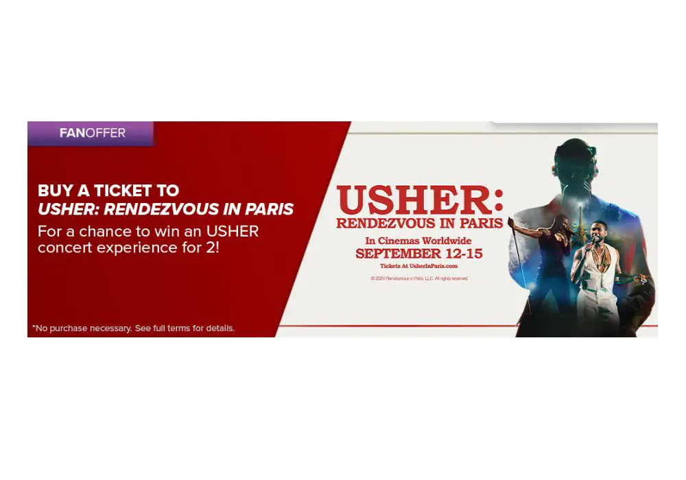 Fandango Usher In Paris Concert Experience Sweepstakes - Win A Trip To Paris To See Usher In Concert