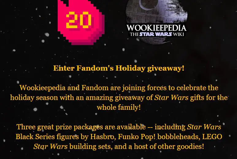 Fandom’s Holiday Giveaway – Win A Star Wars Prize Pack (3 Winners)