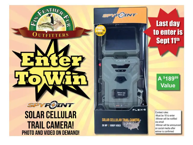 Fin Feather Fur Outfitters Spypoint Solar Cellular Trail-Cam Giveaway - Win A Brand New Trail Camera