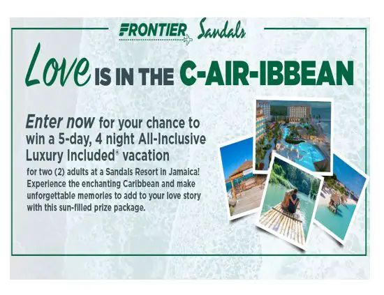 Fly Frontier Sandals Resort in Jamaica Sweepstakes - Win A $3,600 Jamaica Vacation For 2