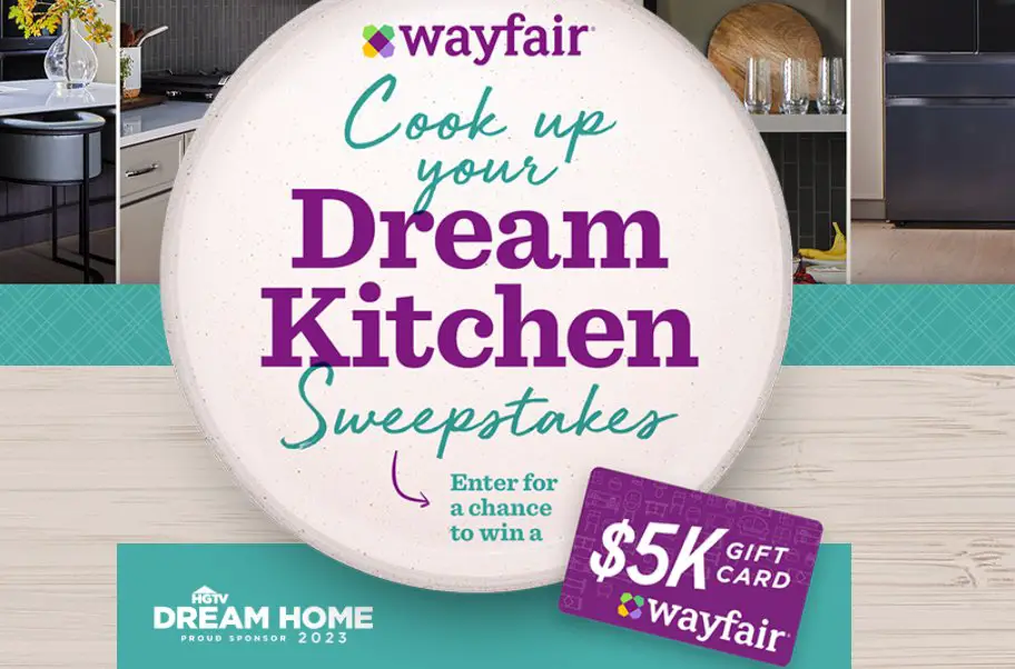 Food Network Wayfair Cook Up Your Dream Kitchen Sweepstakes - Win A $5,000 Wayfair Gift Card For A  Kitchen Makeover