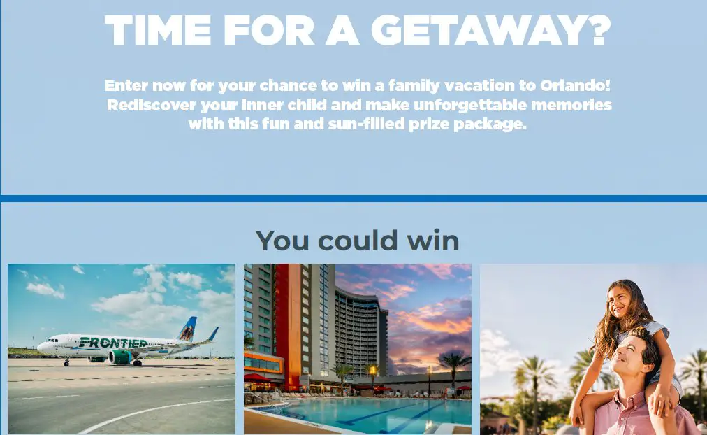 Frontline Airlines Orlando Getaway Sweepstakes - Win A Family Of 4 Vacation To Orlando