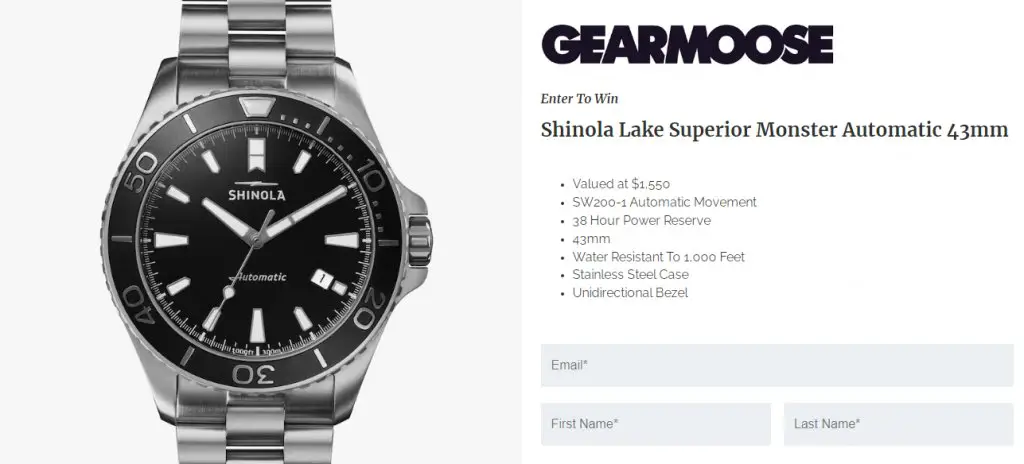 GearMoose Giveaway -  Win A $1,550 Shinola Lake Superior Monster Watch