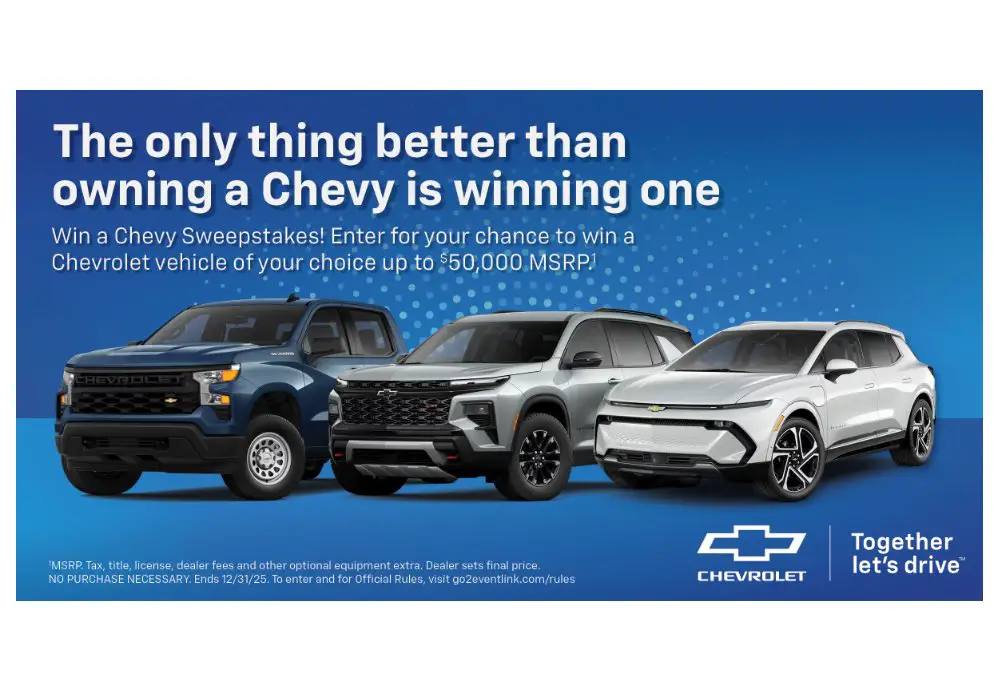 General Motors 2025 Win A Chevy Sweepstakes - Win A $50,000 Credit For A New Chevy