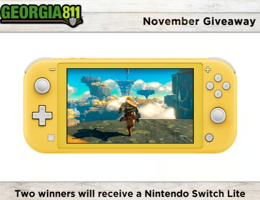 Georgia 811 Nintendo Switch Lite Giveaway - win a Nintendo Switch Lite {2 Winners}