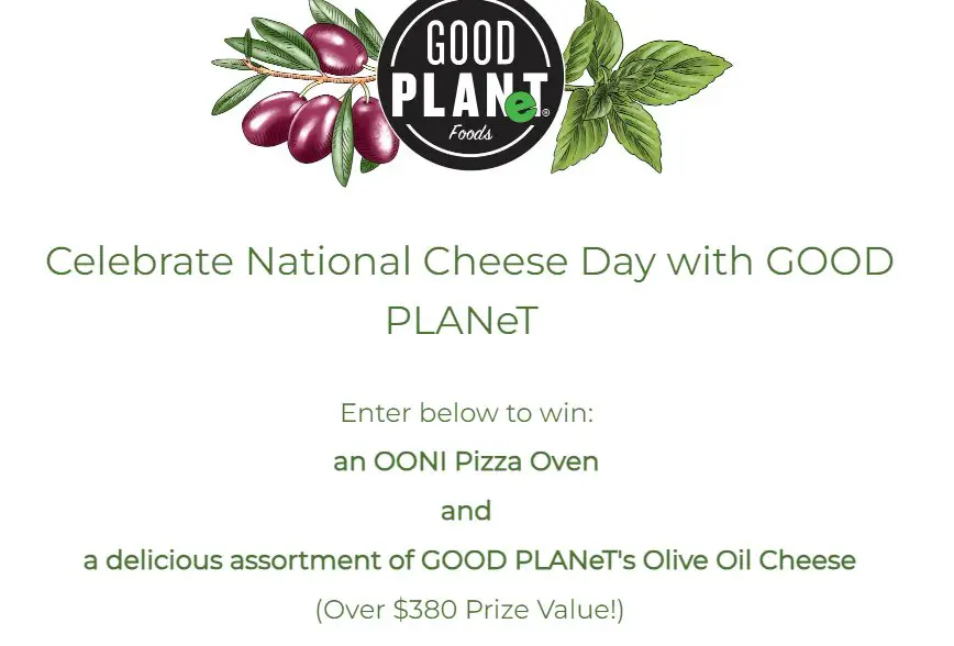 GOOD PLANeT National Cheese Month Giveaway  - Win A Pizza Oven + Olive Oil Cheese