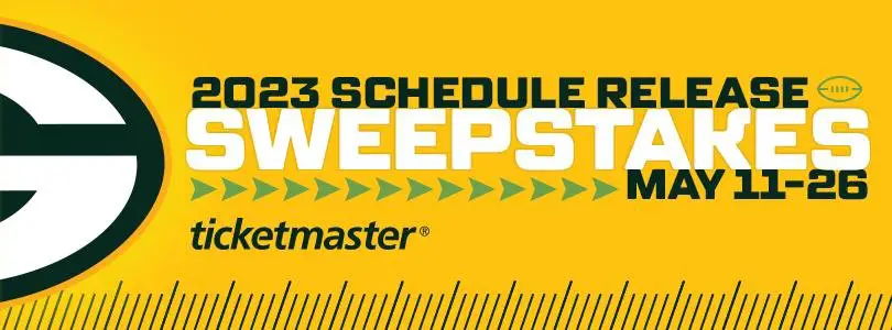 Green Bay Packers Schedule Release Sweepstakes - Win Tickets To A Future Packers Home Game, Gift Cards, Travel Voucher &  More