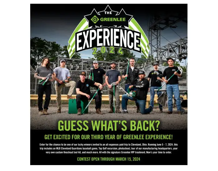 Greenlee Experience Contest 2024 - Win A Mini-Vacation In Cleveland, Ohio And More (9 Winners)