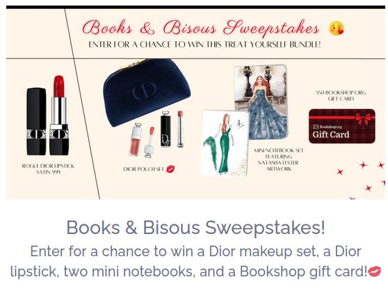 Hachette Book Group Books & Bisous Sweepstakes - Win A Dior Makeup Set, $50 Gift Card & More