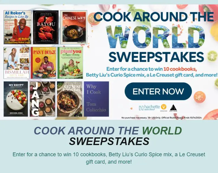 Hachette Book Group Cook Around the World Sweepstakes - Win A $200 Gift Card, 10 Cookbooks & More