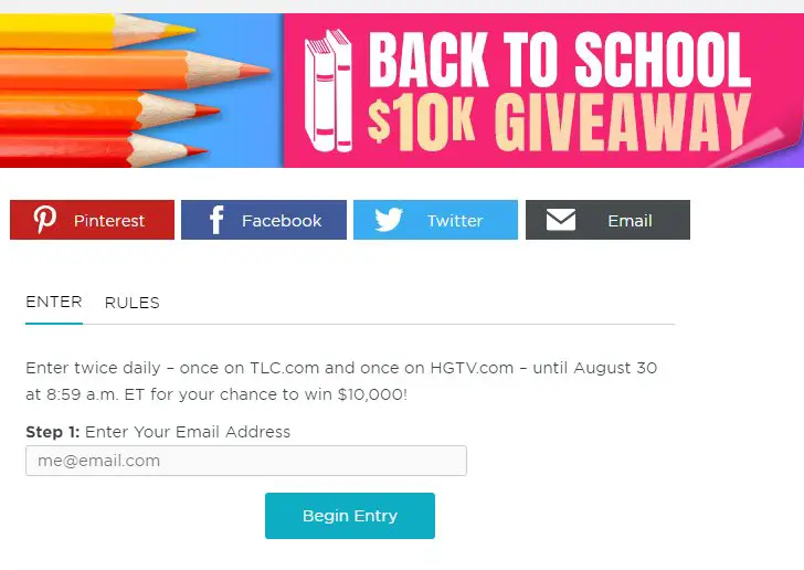 HGTV Back To School Giveaway - Win $10,000