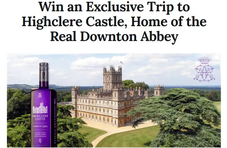 Highclere Castle Spirits Trip To Highclere Sweepstakes – Win A Trip For 2 To London